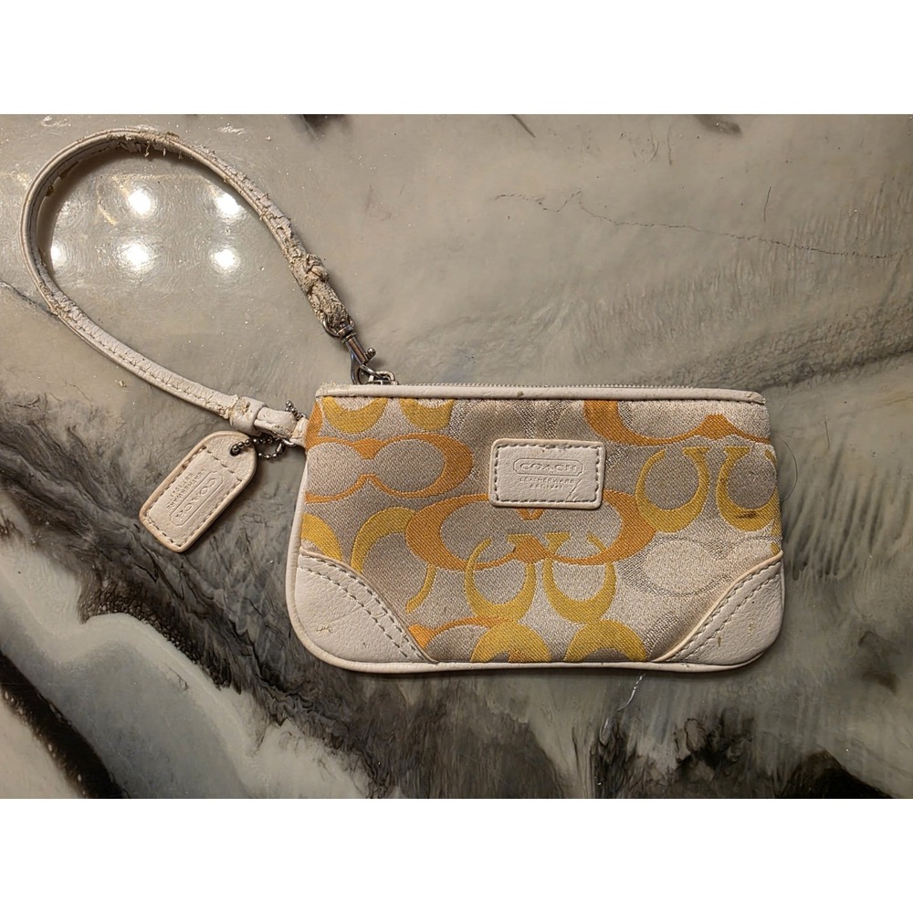 Coach Signature Wristlet Lemon Yellow With Tag
